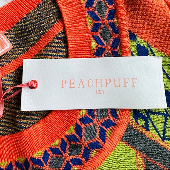 NWT Peachpuff USA Orange Multi Color Geo Retro Sweater Dress, S - Picture 6 of 7